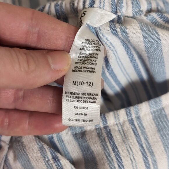 Guess Tie Front Striped Dress Rhinestone Logo Jewel Buttoned Spring Summer - Picture 11 of 11